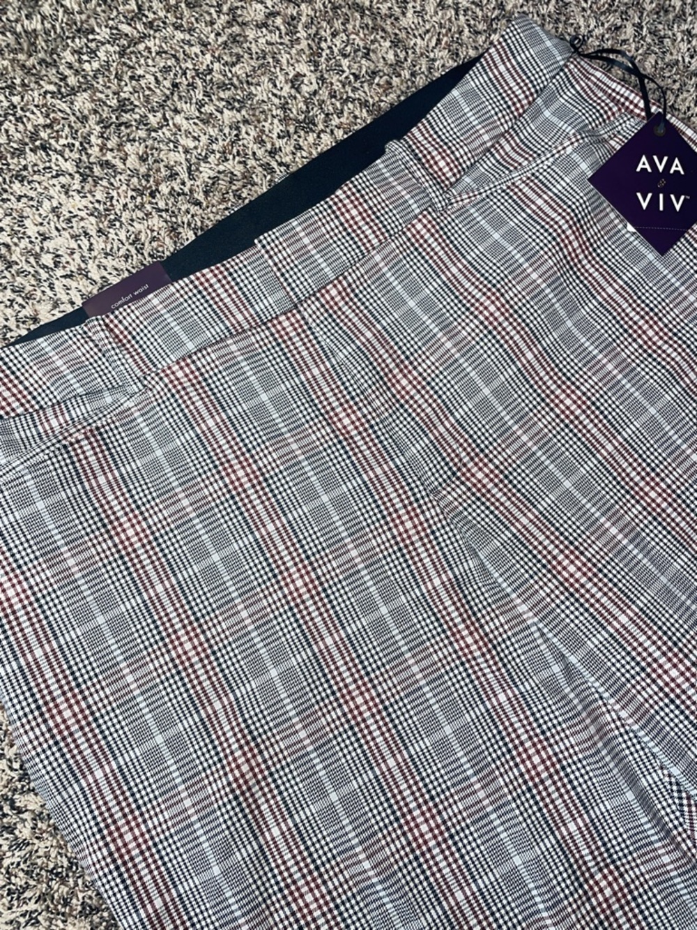Ava & Viv Plaid High Rise Ankle Comfort Stretch Ankle Trousers Plus Size NWT - Picture 2 of 11